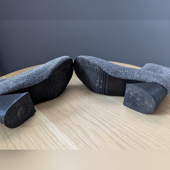 Women's (Size 37) Shimmering Silver No-Slip Ankle Booties With Angled Block Heel - Picture 12 of 16